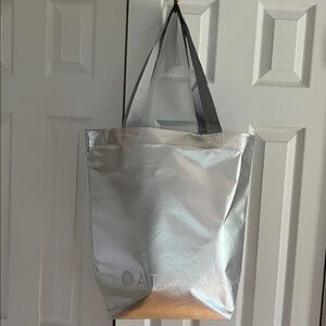 Athleta Metallic Silver Tote Bag